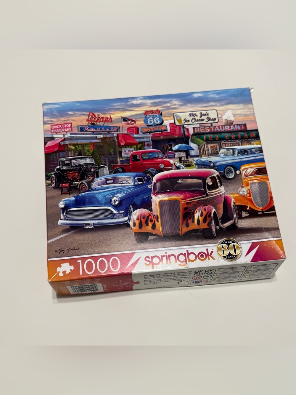 Springbok Classic Car Show Jigsaw Puzzle 1000 Pieces COMPLETE Route 66 Hot Rod